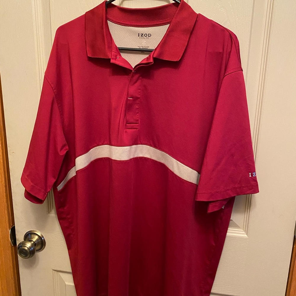Men’s XL Izod cool FX polo shirt maroon and beige